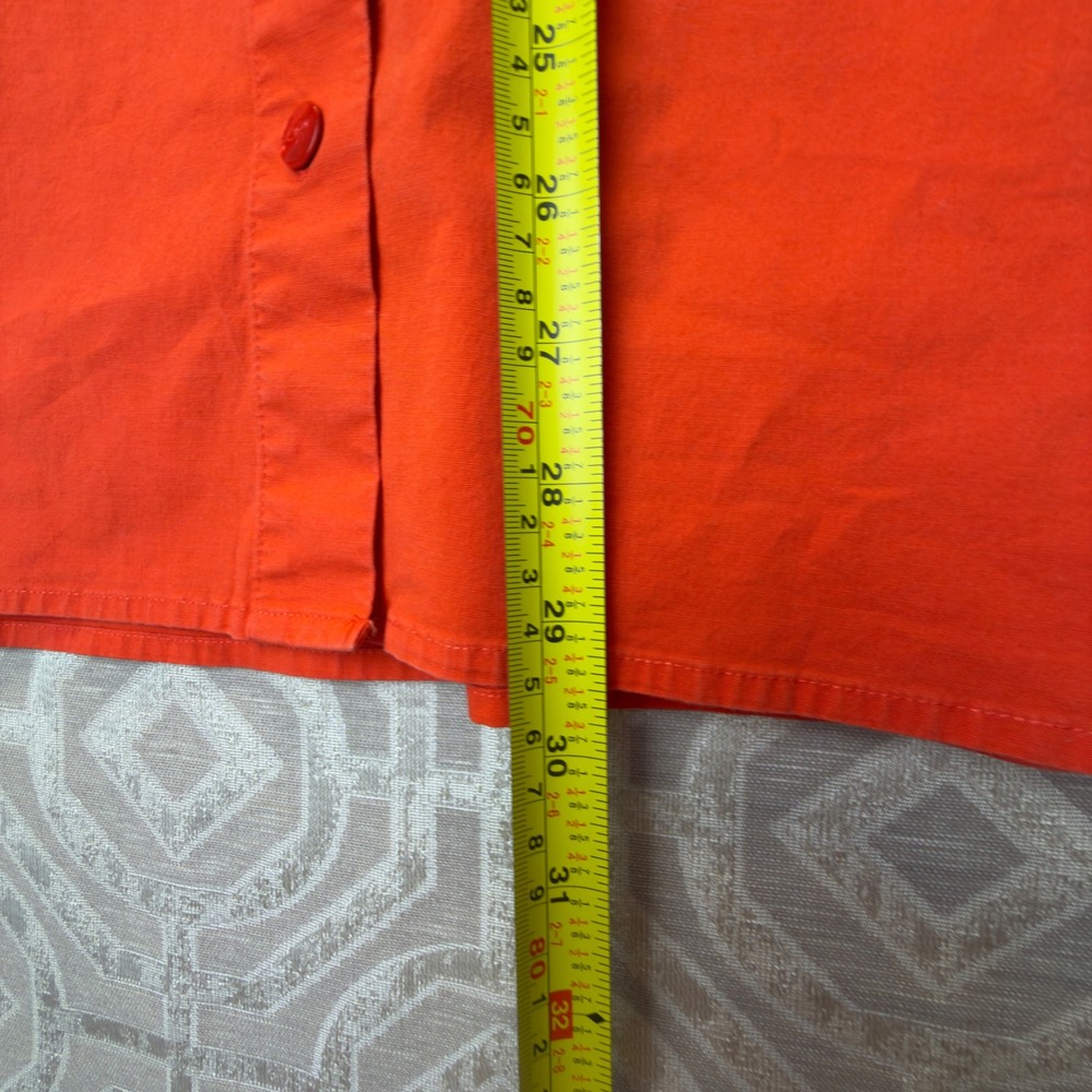 Eileen Fisher Women Orange Organic Cotton Stretch Button Down Shirt XL - Picture 7 of 7